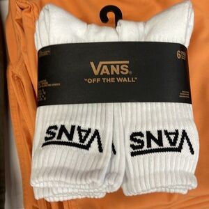 Vans Socks 6 pairs set CREW VANS.
"OFF THE WALL" White/Black 
NWT